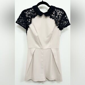 Topshop Cream and Black Lace Romper Playsuit